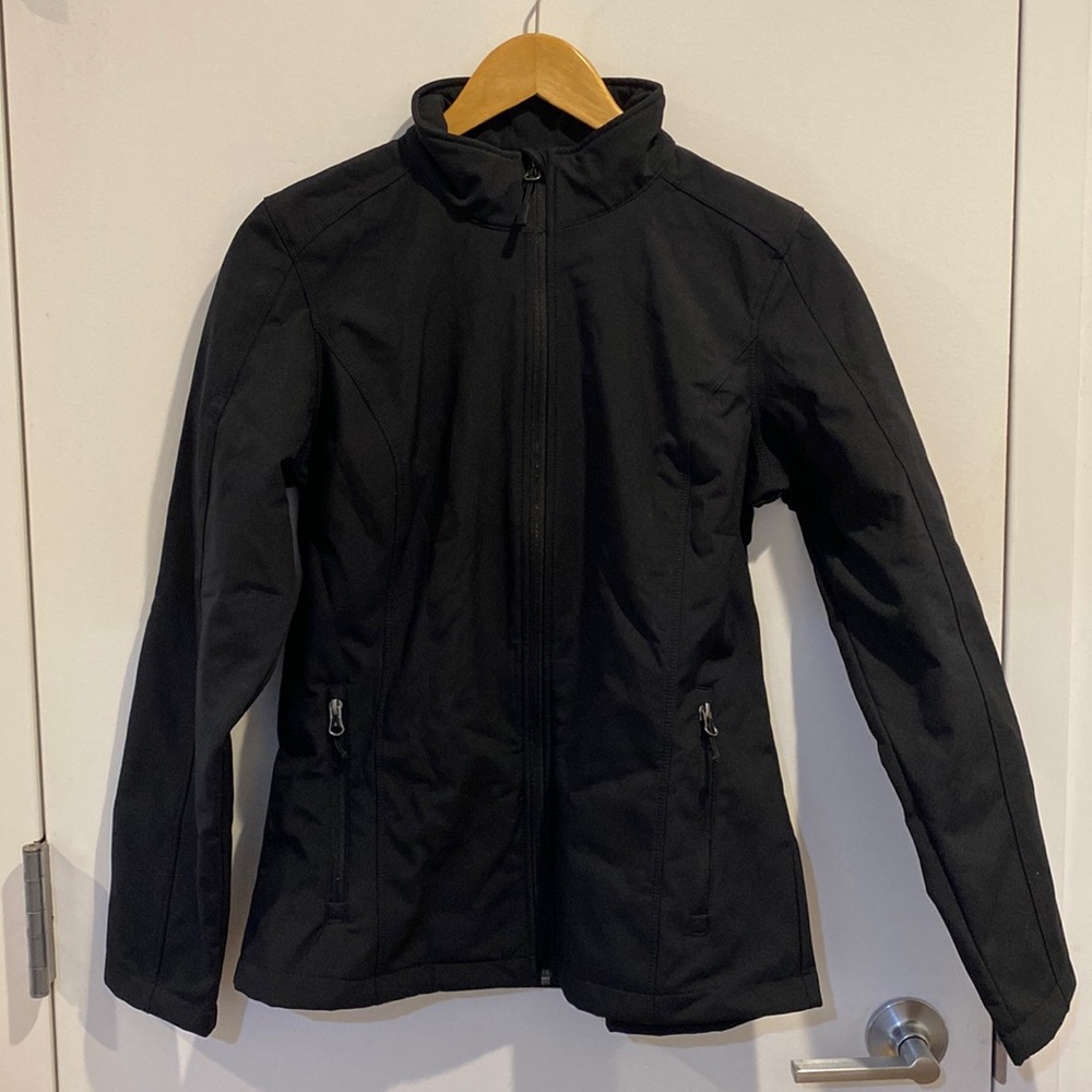 Port Authority Square fleece lined soft shell waterproof black jacket